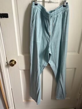 Light Blue Men's Drawstring Elastic Waist Pants